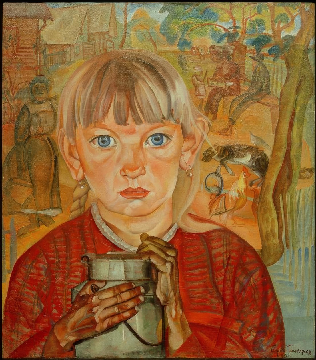 Mädchen mit Milchkanne von Boris D. Grigorjew
