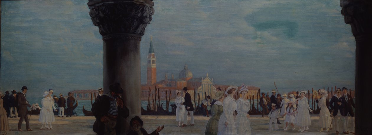 Promenade in Venedig, 1907-1908 von Boris Mikhailovich Kustodiev
