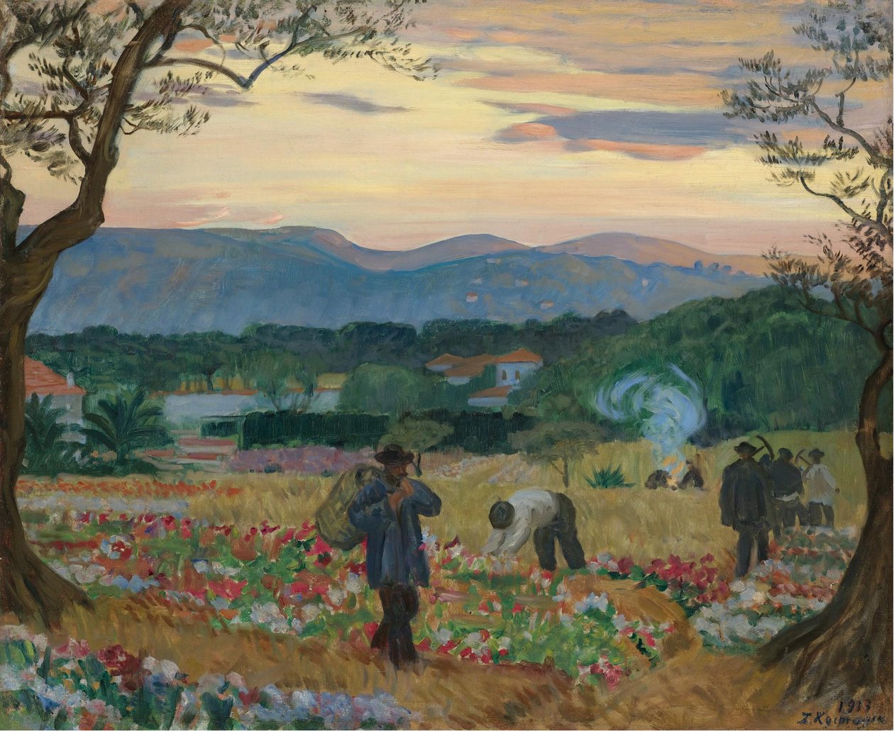 Die Ernteblumen, 1913 von Boris Mikhailovich Kustodiev