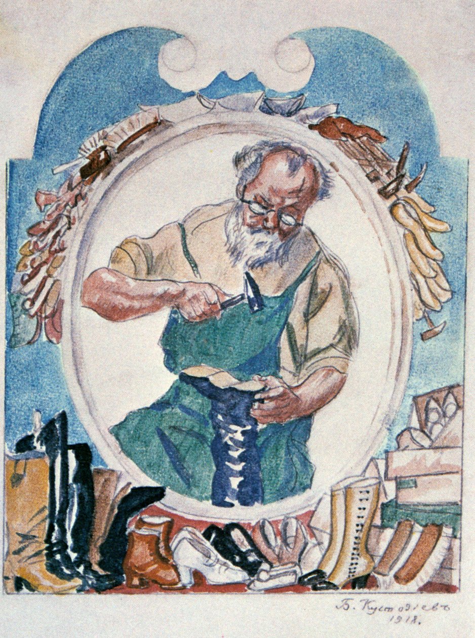 Der Schuster, 1918 von Boris Mikhailovich Kustodiev