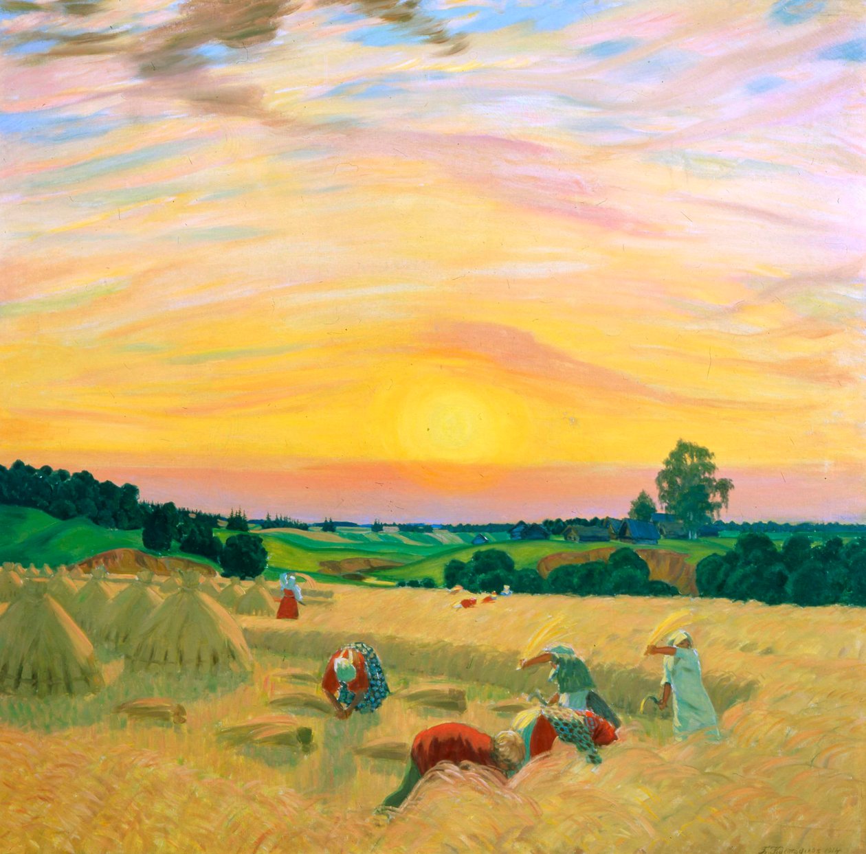 Die Ernte, 1914 von Boris Mikhailovich Kustodiev