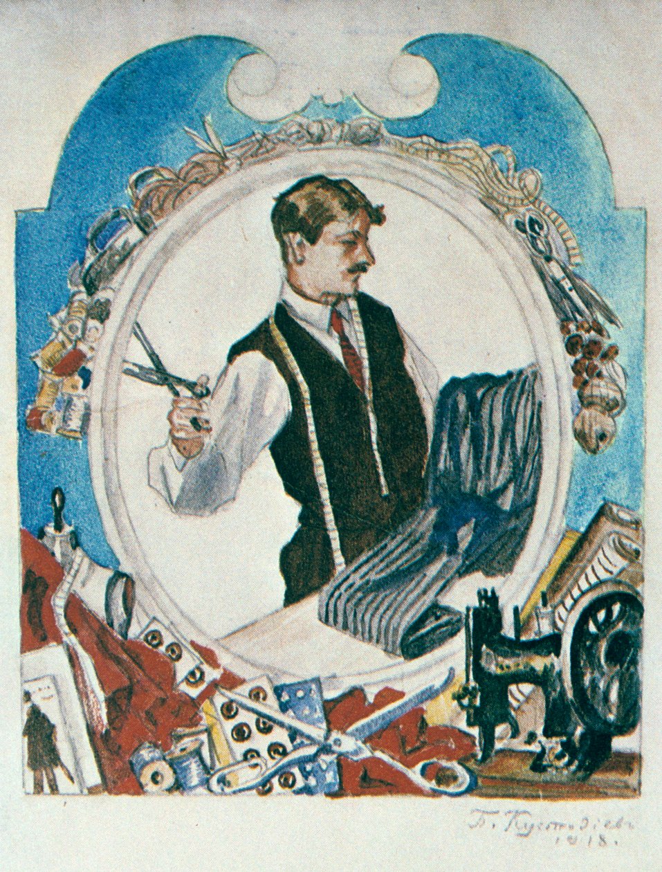 Der Schneider, 1918 von Boris Mikhailovich Kustodiev