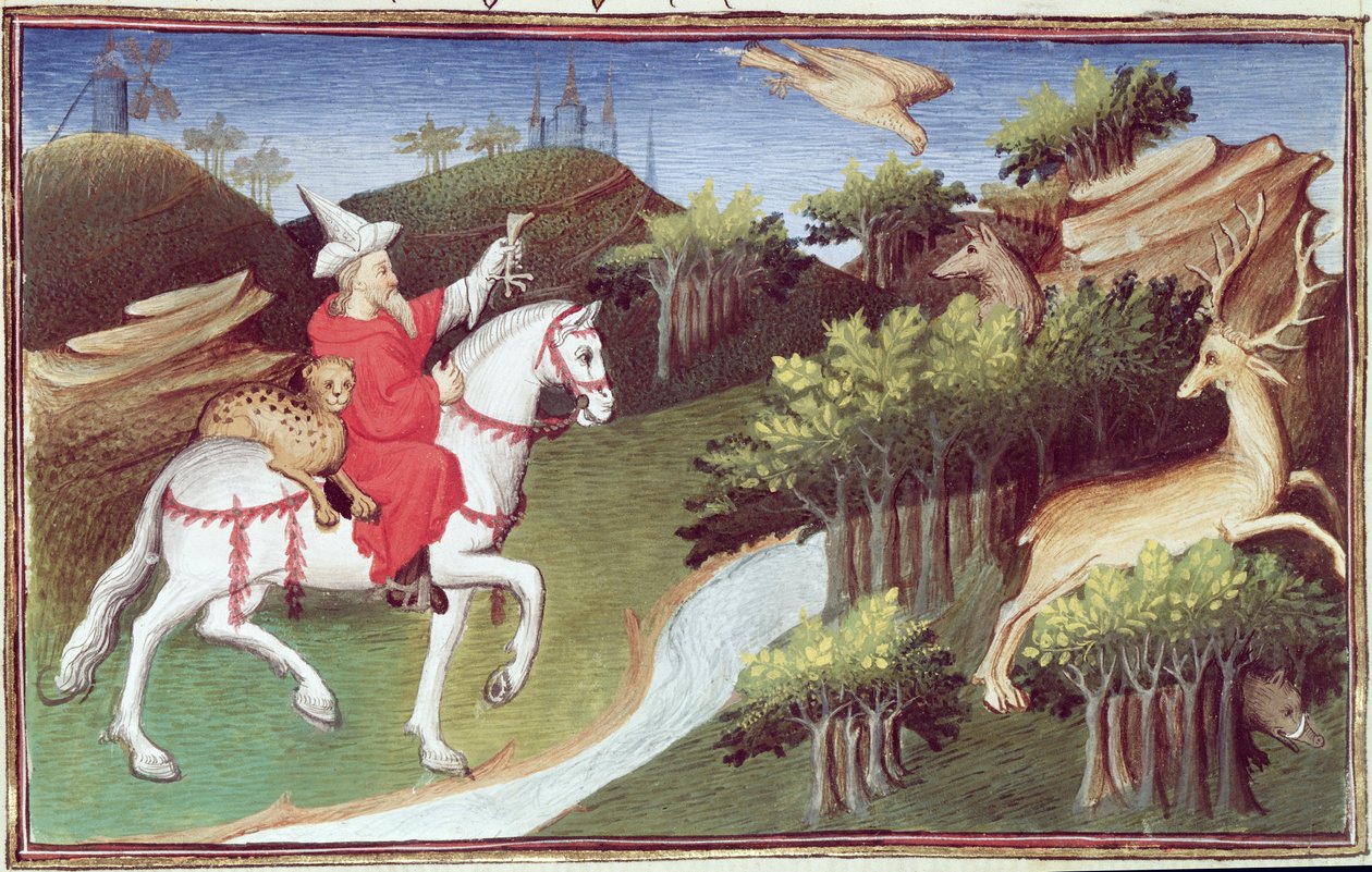 Ms Fr 2810 f.31v, Der Große Khan lässt seinen Adler auf eine Hirschkuh los, aus dem 