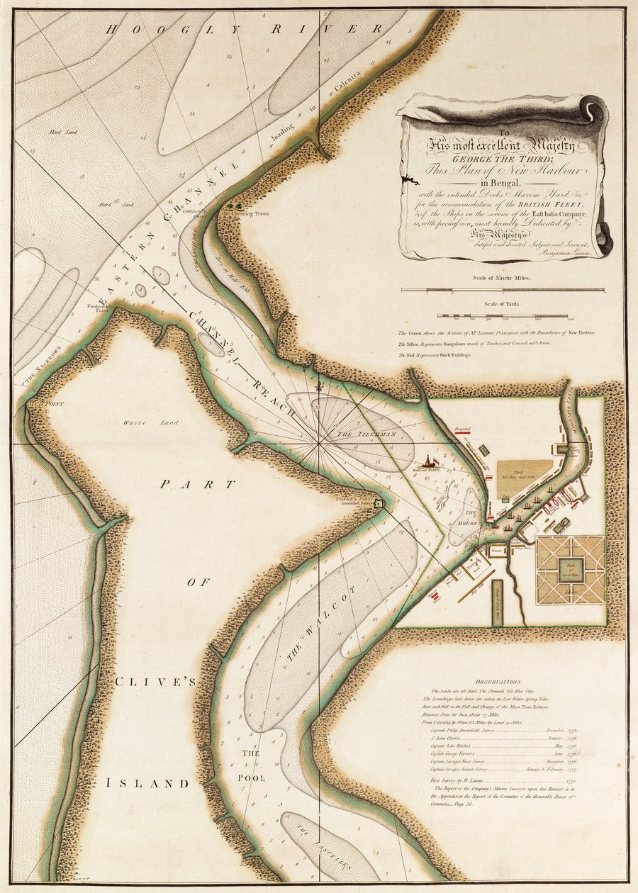 Karte des Hoogly-Flusses, ca. 1777 von British School