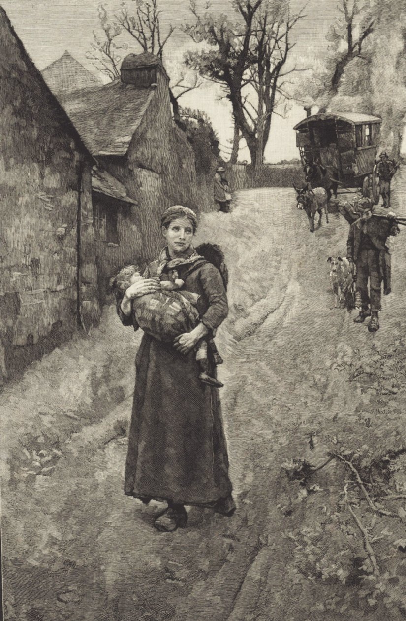 Arme Landwitwe (Gravur) von British School