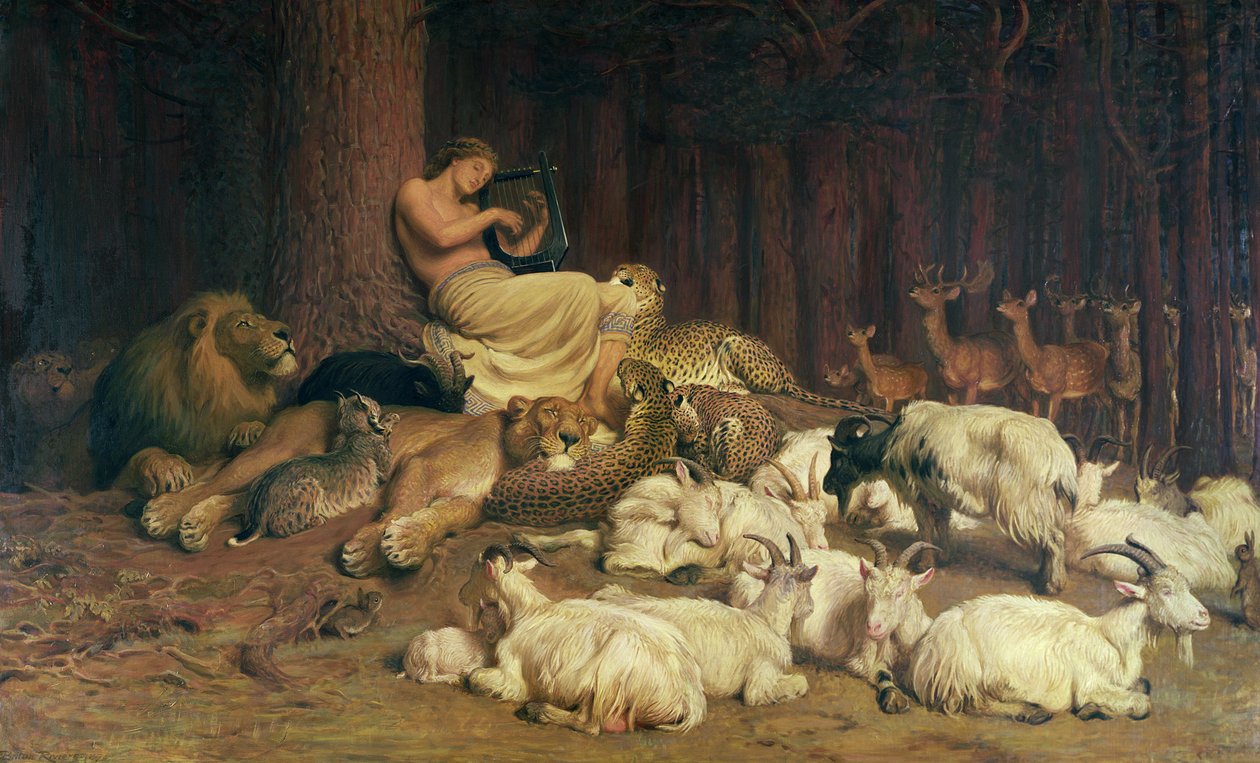 Apollo spielt die Laute von Briton Riviere