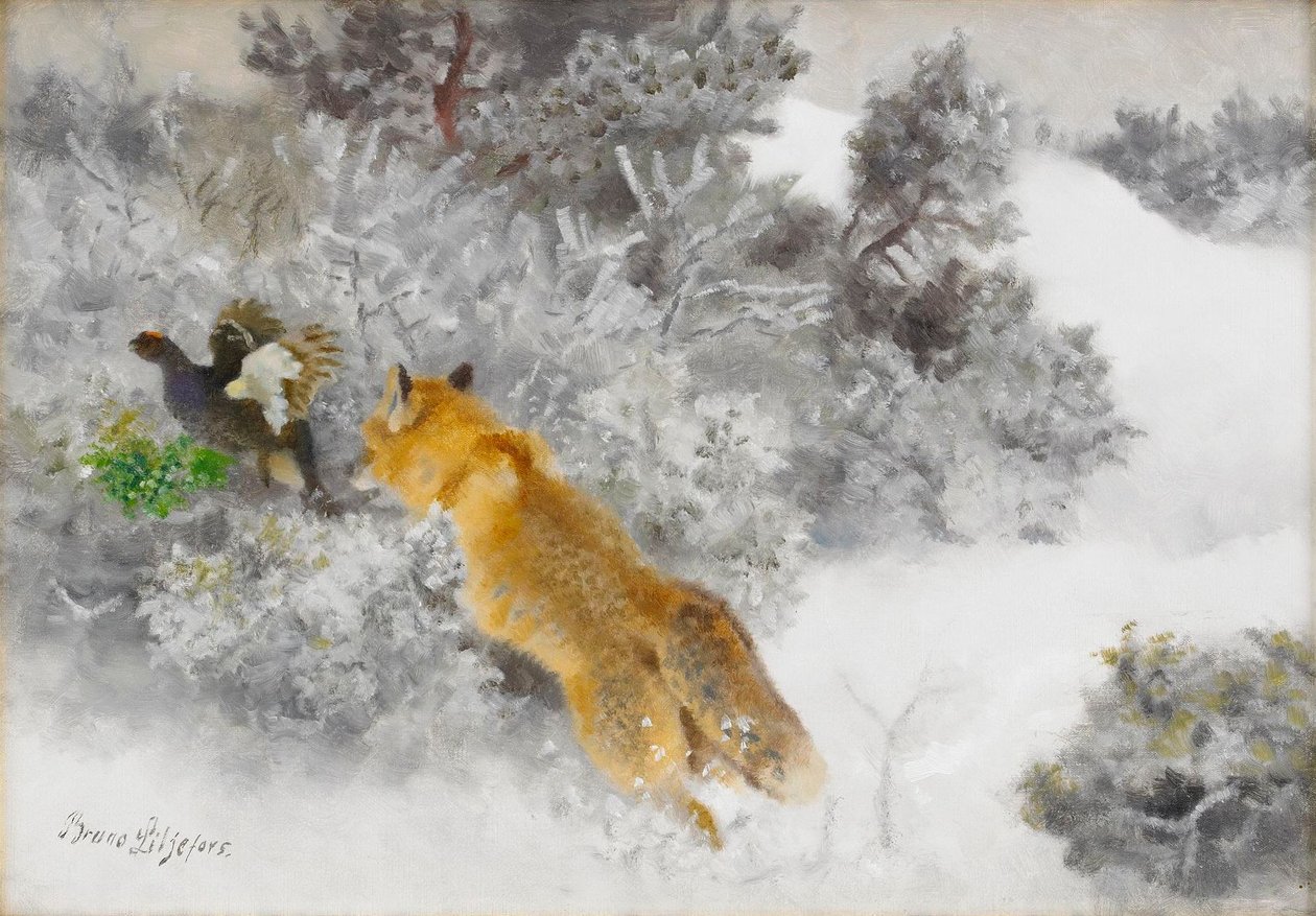 Fuchs und Auerhahn von Bruno Andreas Liljefors