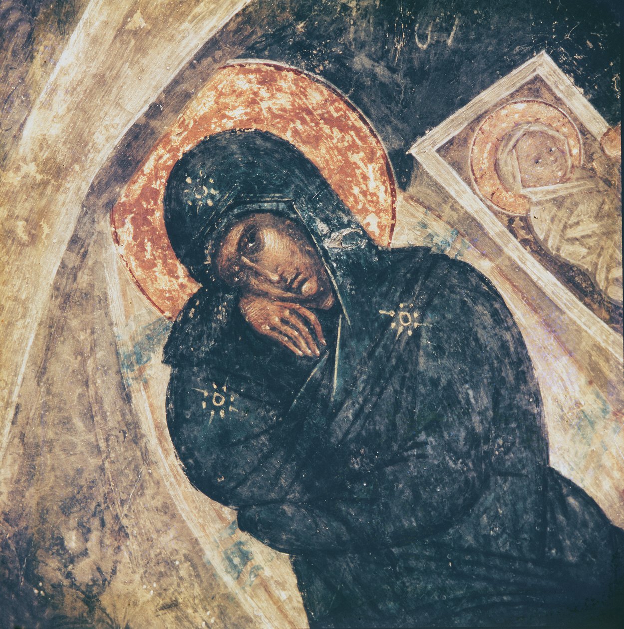 Die Geburt Christi, Detail der Jungfrau von Byzantine