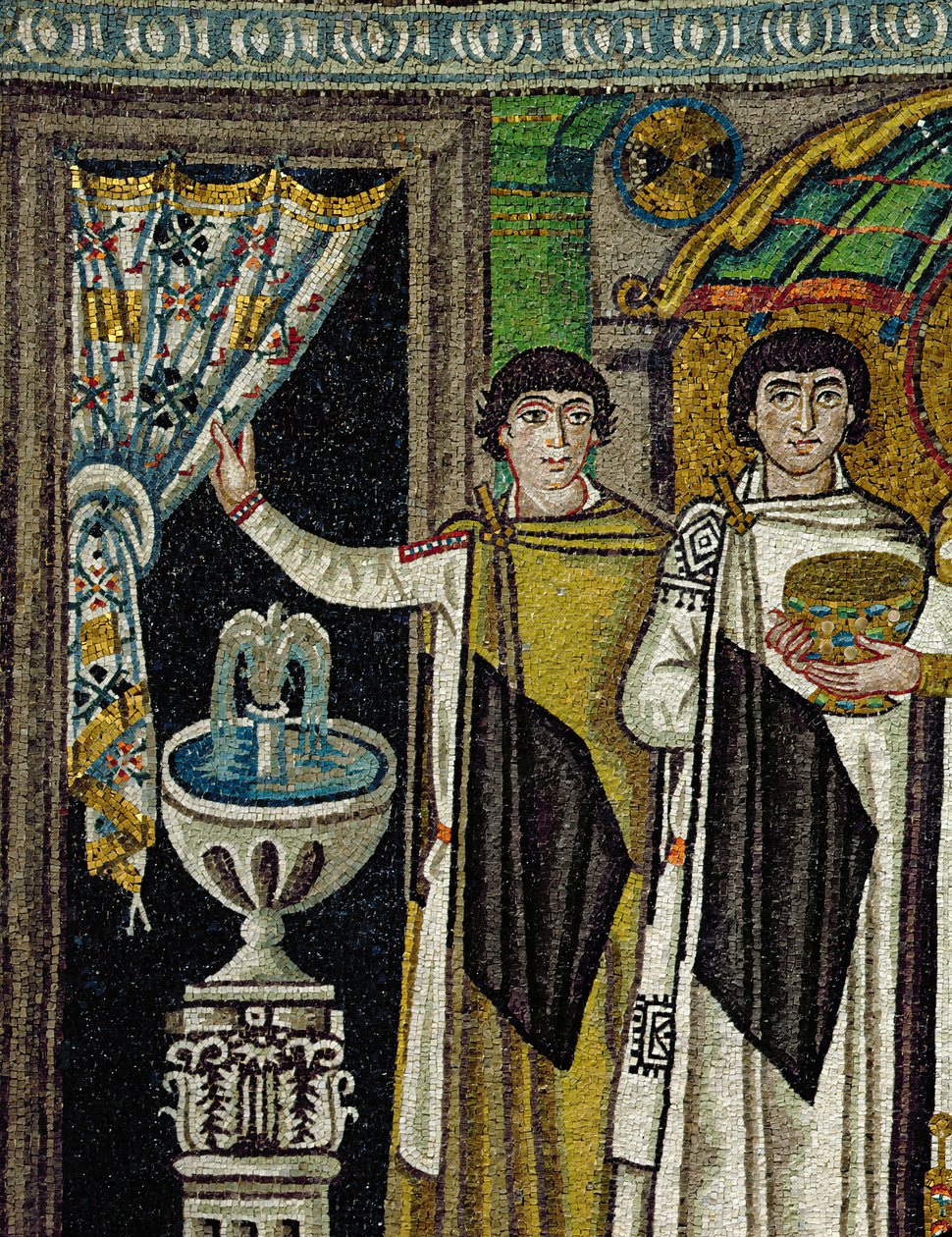 Höflinge an einem Brunnen (Mosaik) von Byzantine School