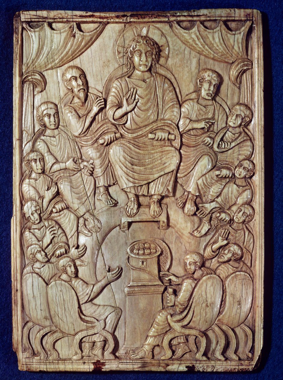 Christus mit den zwölf Aposteln von Byzantine School
