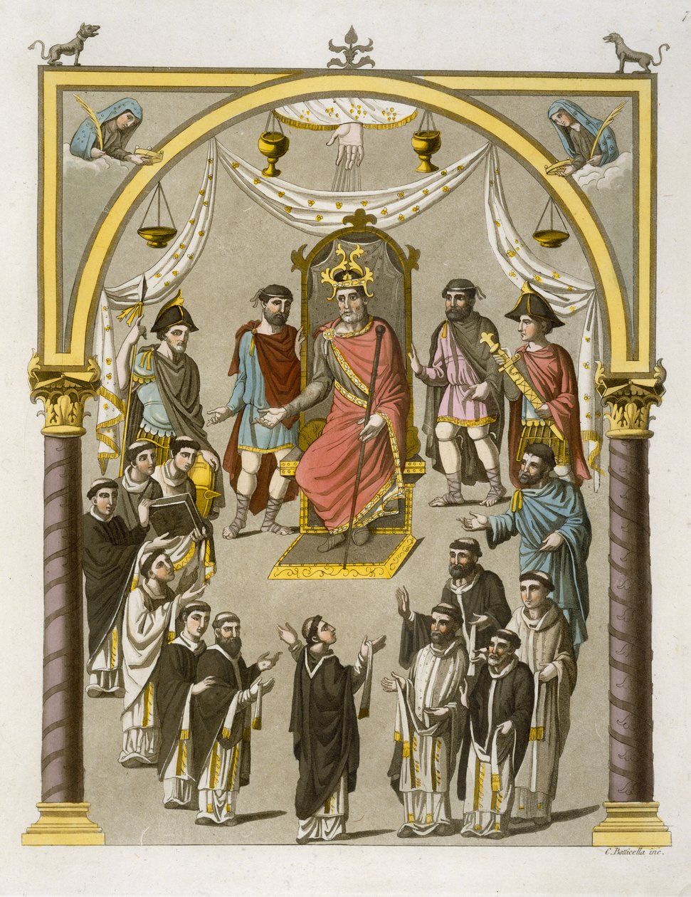 Karl II. (823-77) der Kahle, nach einem Manuskript in der Colberg-Bibliothek, Tafel 7 aus Le Costume Ancien et Moderne, von Jules Ferrario, veröffentlicht um 1820er-30er Jahre von C. Botticella