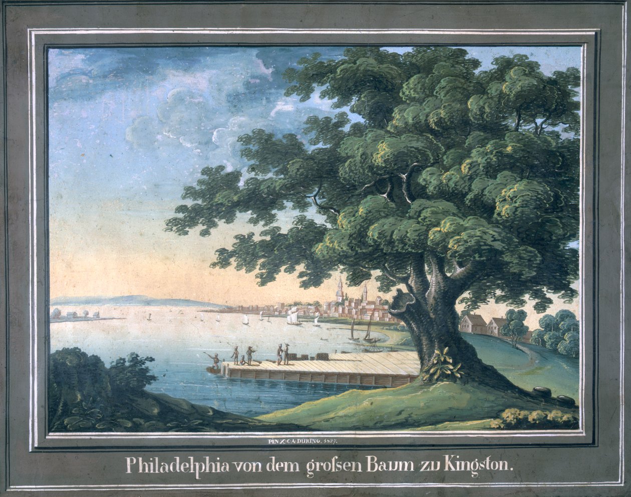 Der große Baum von Kingston mit Blick auf Philadelphia dahinter von C.A. During