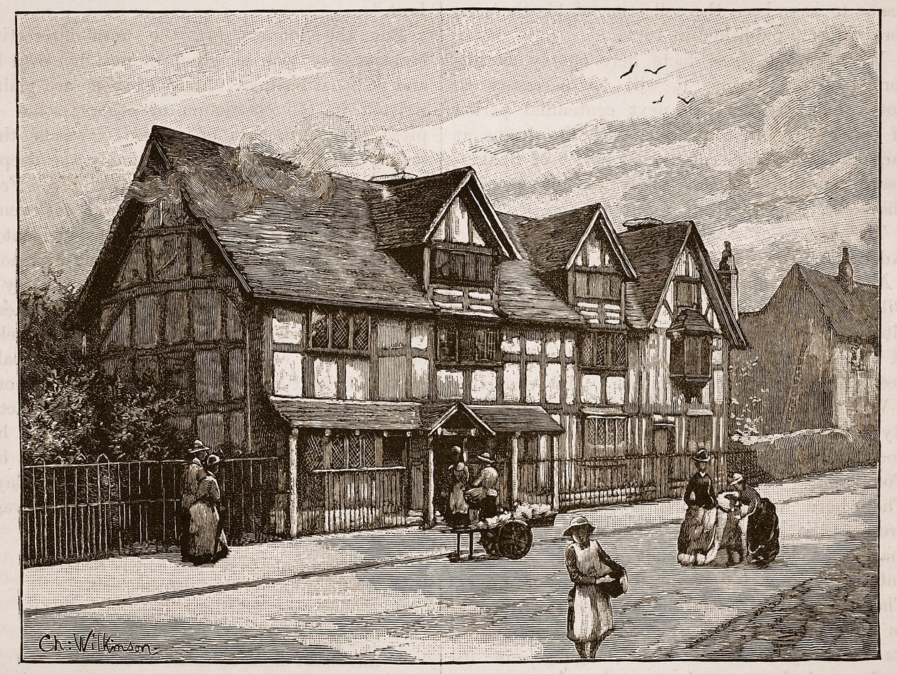 Das Haus in Stratford-on-Avon, in dem Shakespeare geboren wurde, Illustration aus 