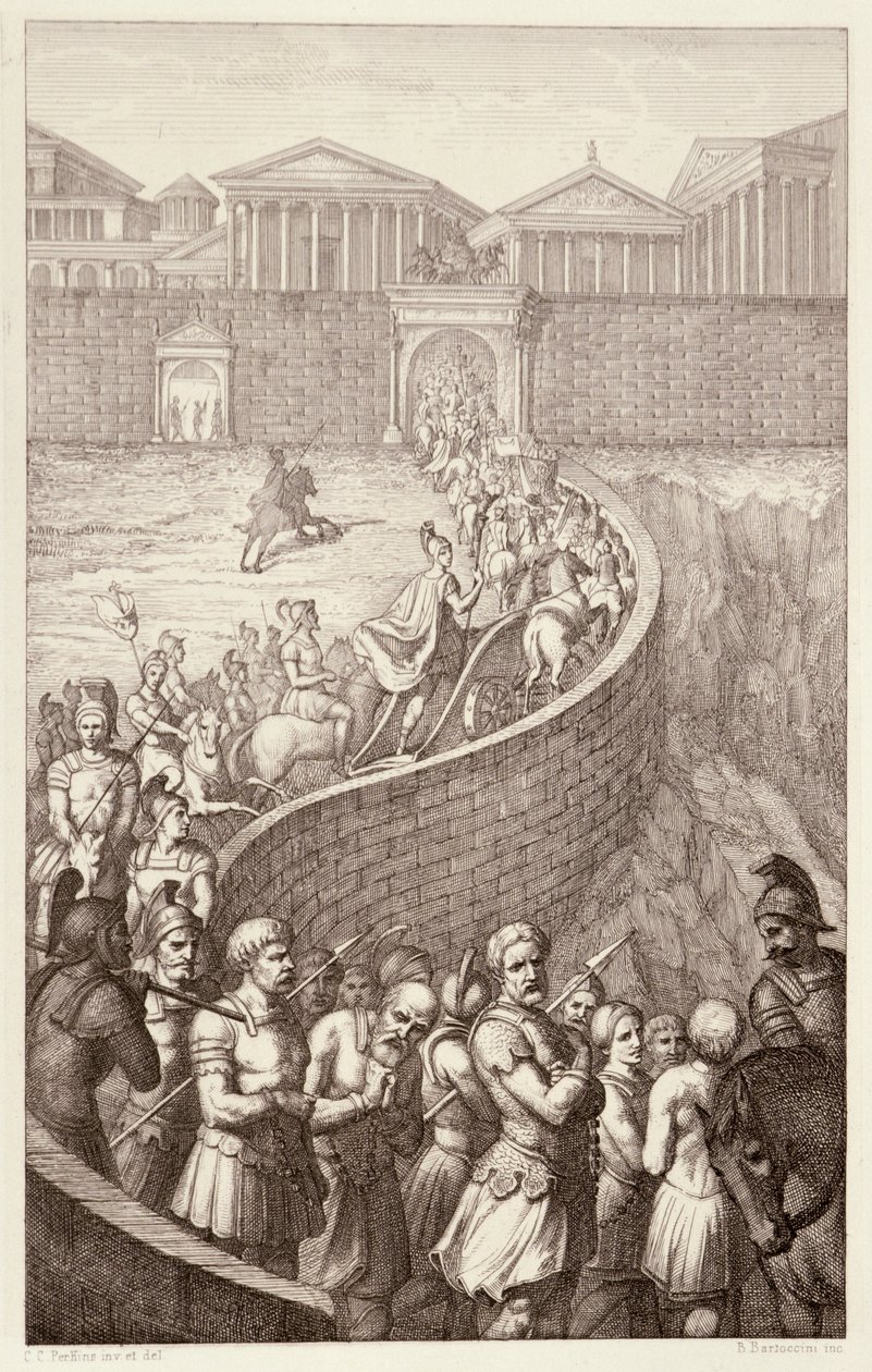 Der Triumph des Quintus Fabius, graviert von B. Barloccini, 1849 von C.C Perkins