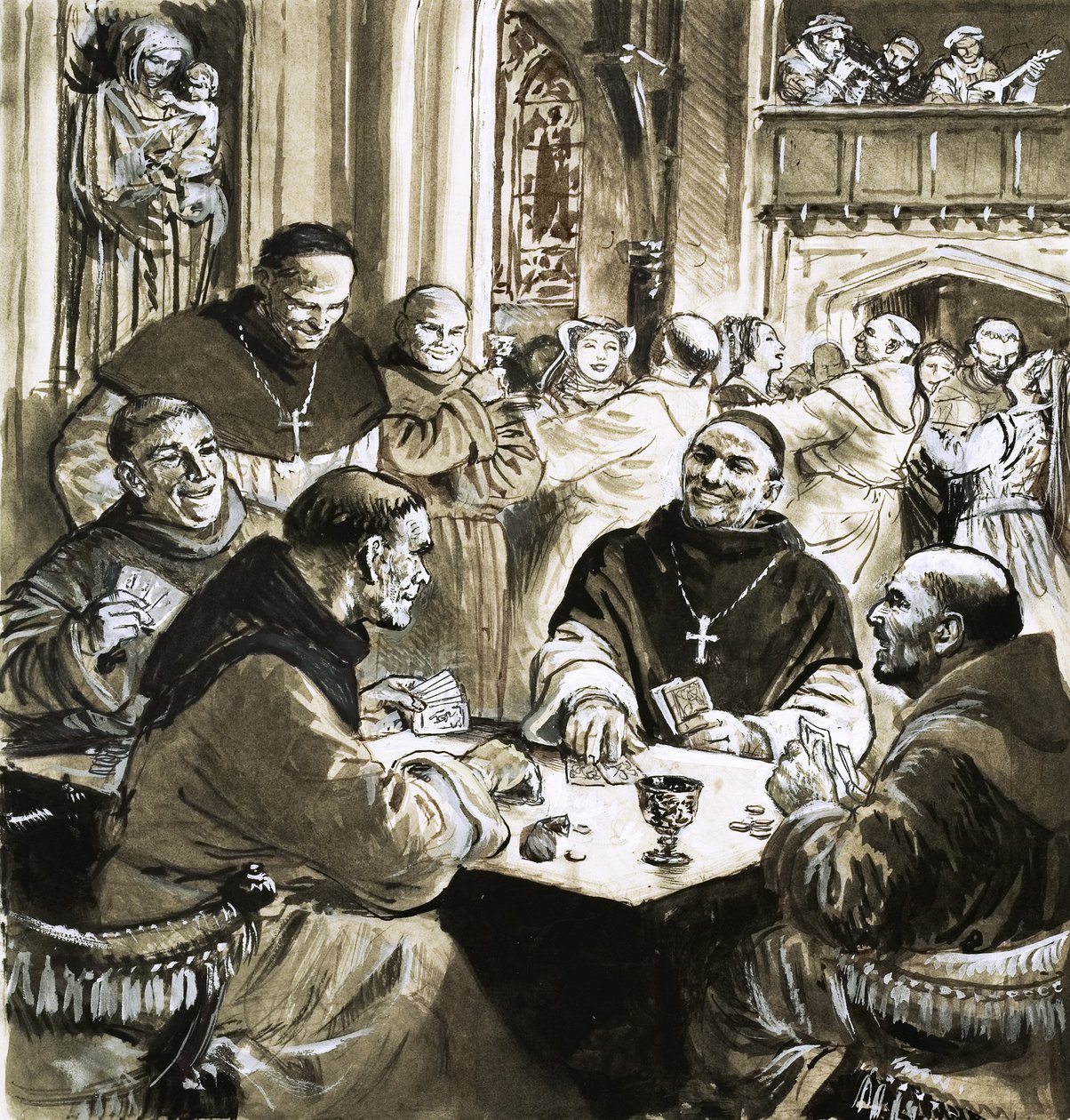 Mönche und Nonnen beim Feiern von C.L. Doughty