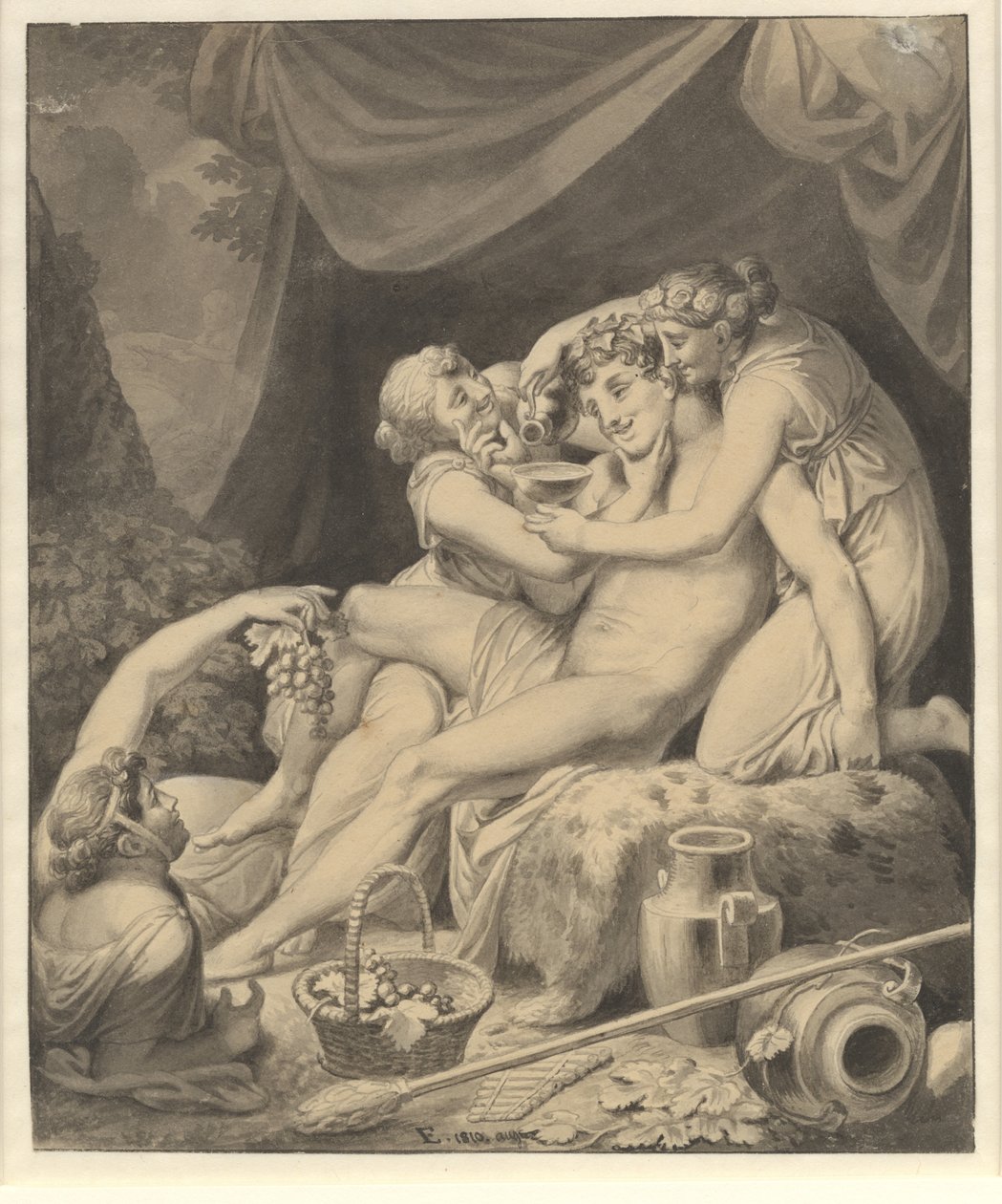 Bacchus mit drei Bacchantinnen von Christoffer Wilhelm Eckersberg