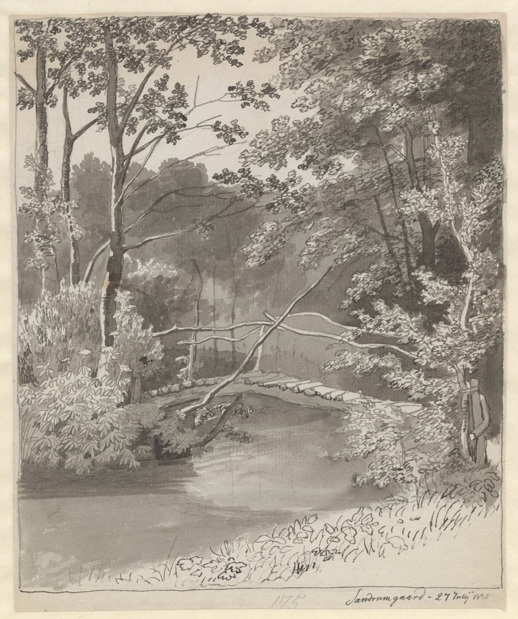 Brücke im Garten von Sanderumgaard von Christoffer Wilhelm Eckersberg