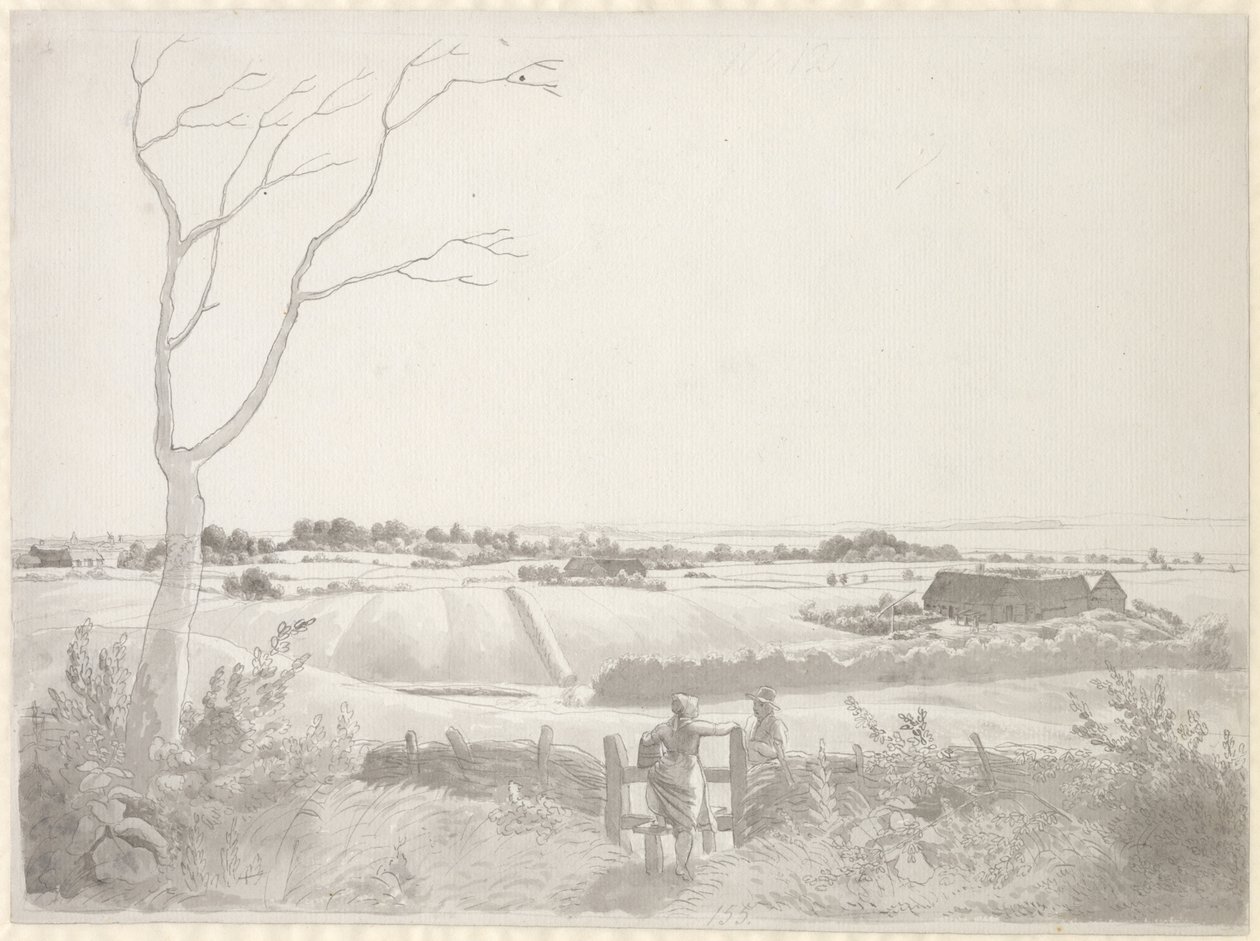 Landschaft mit Bauernmädchen an einer Steinmauer von Christoffer Wilhelm Eckersberg