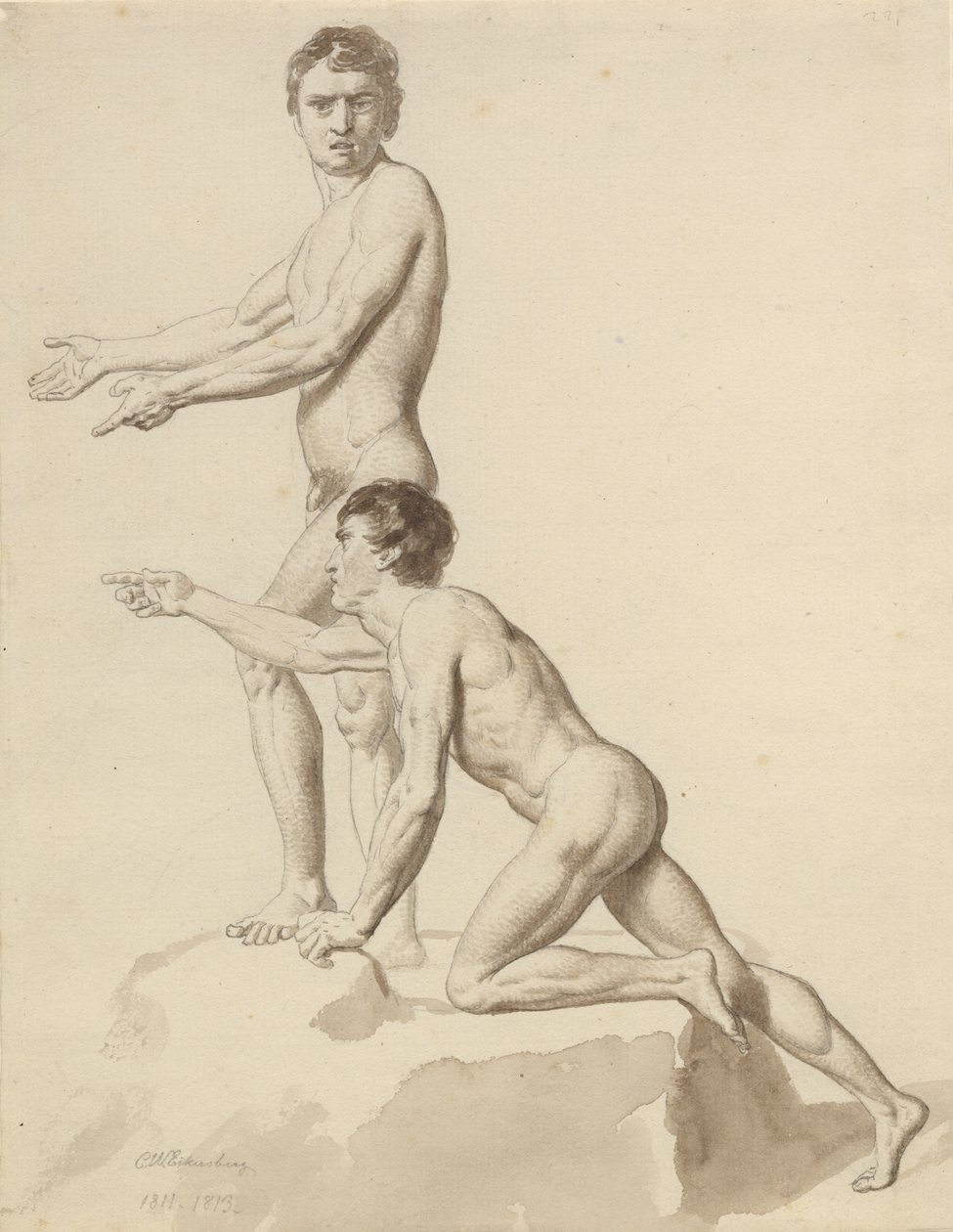 Zwei Israeliten auf einem Felsen von Christoffer Wilhelm Eckersberg