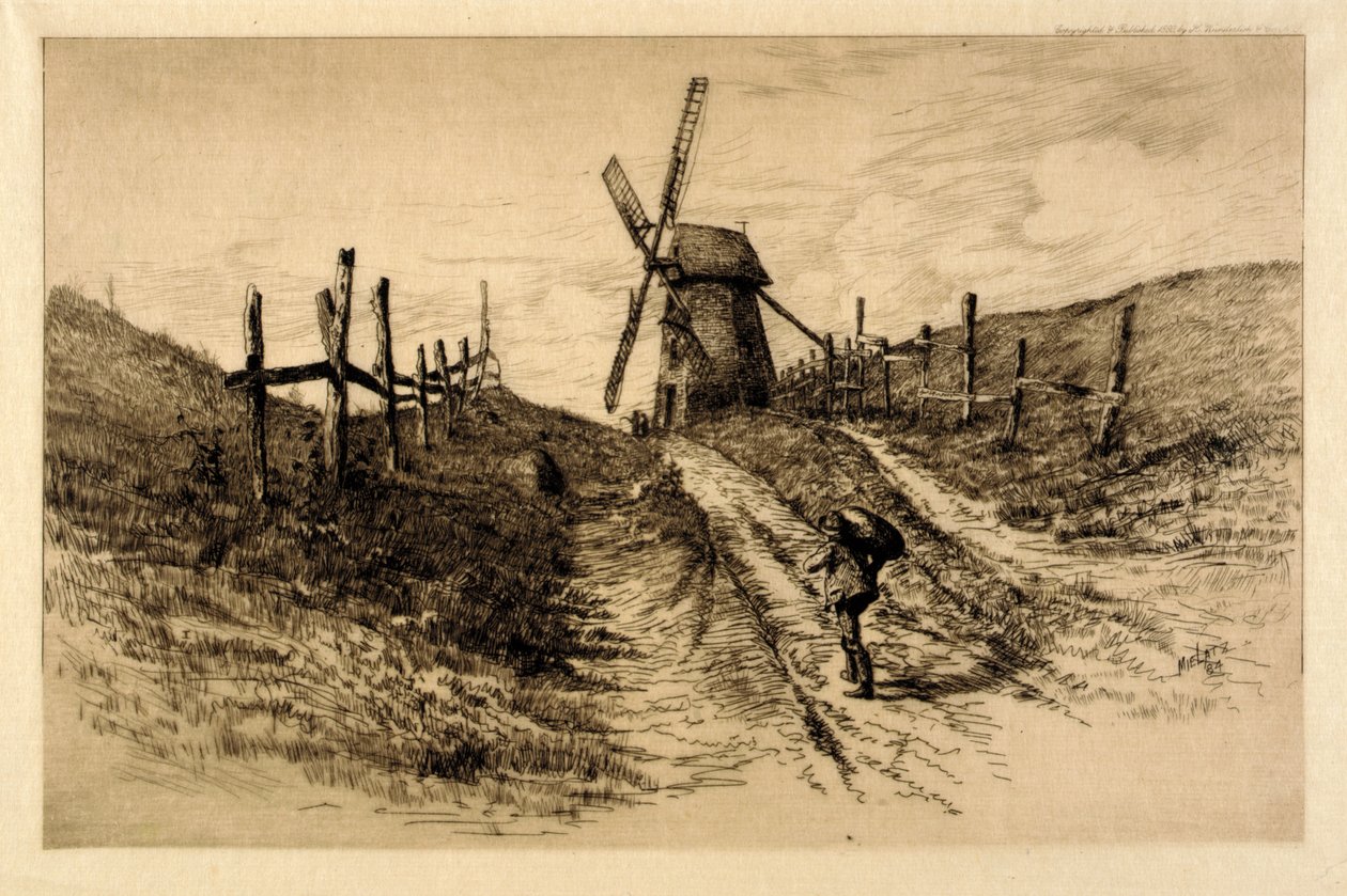 Landschaft mit Windmühle von C. F. William Mielatz