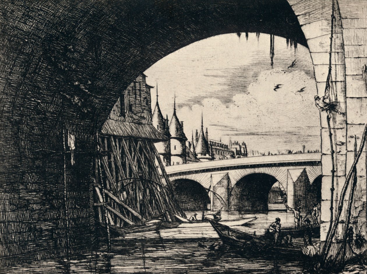 Bogen der Pont Notre-Dame, 1915 von C. H. Meryon
