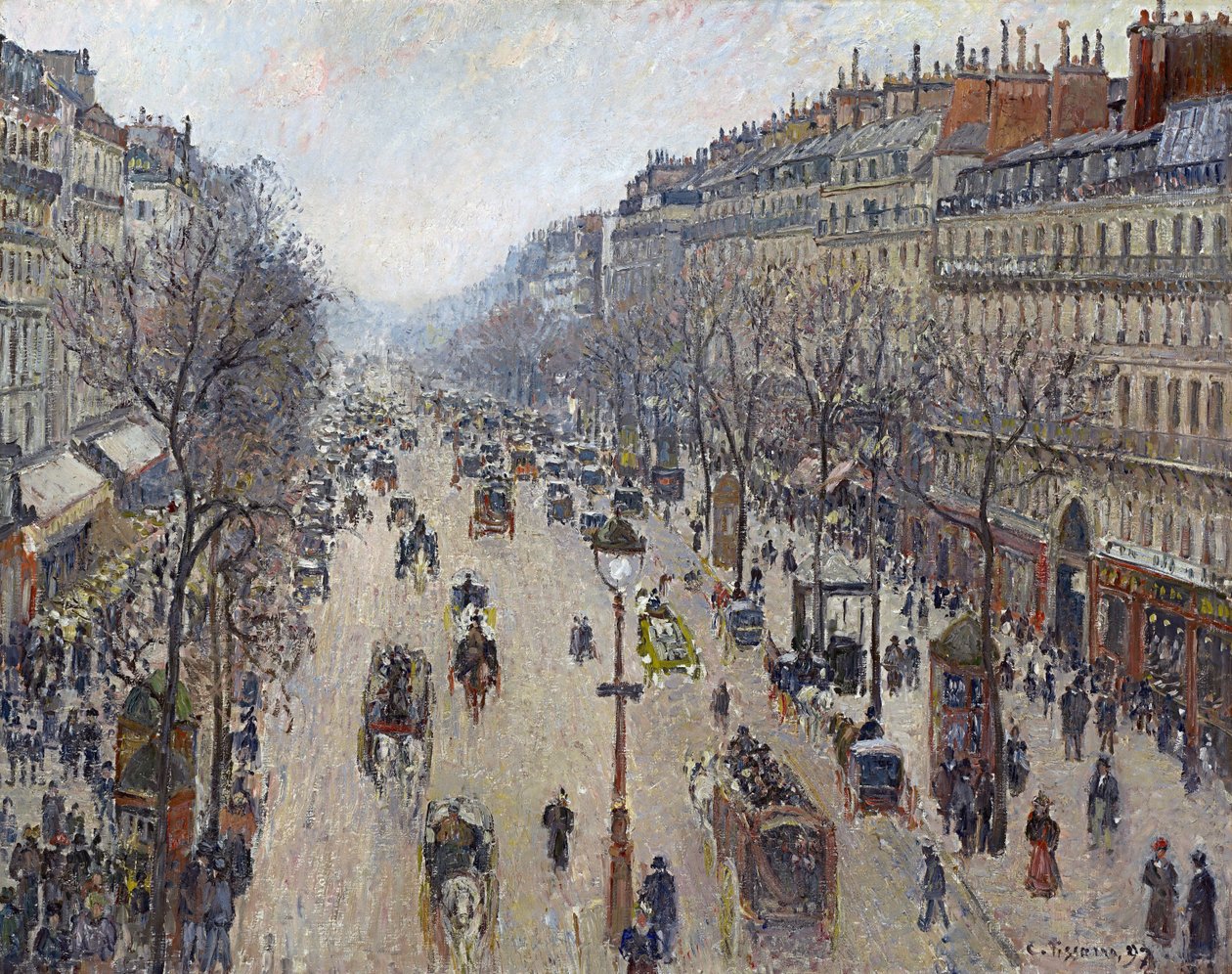 Boulevard Montmartre, Morgen, bewölktes Wetter von Camille Jacob Pissarro