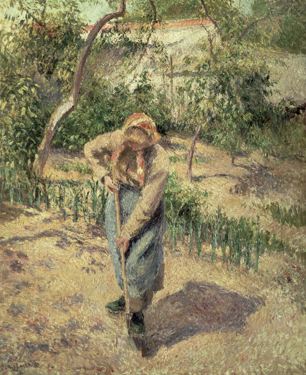 Frau gräbt in einem Obstgarten, 1882 von Camille Jacob Pissarro