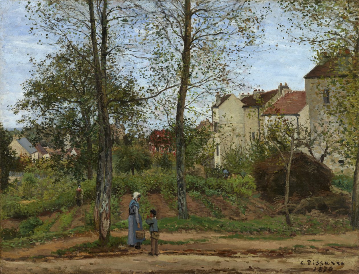 Häuser in Bougival von Camille Jacob Pissarro