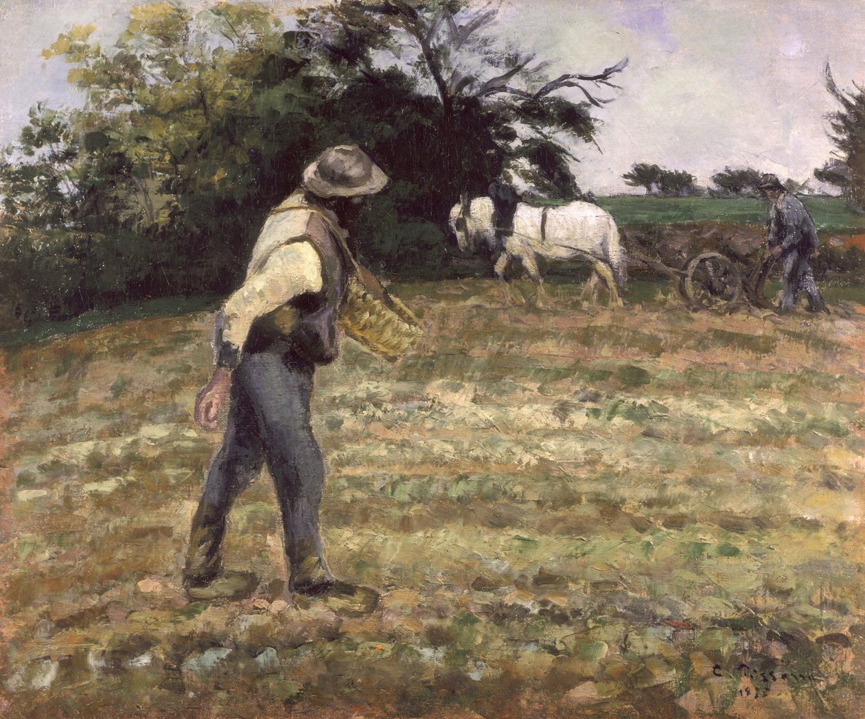 Der Sämann, Montfoucault, 1875 von Camille Jacob Pissarro