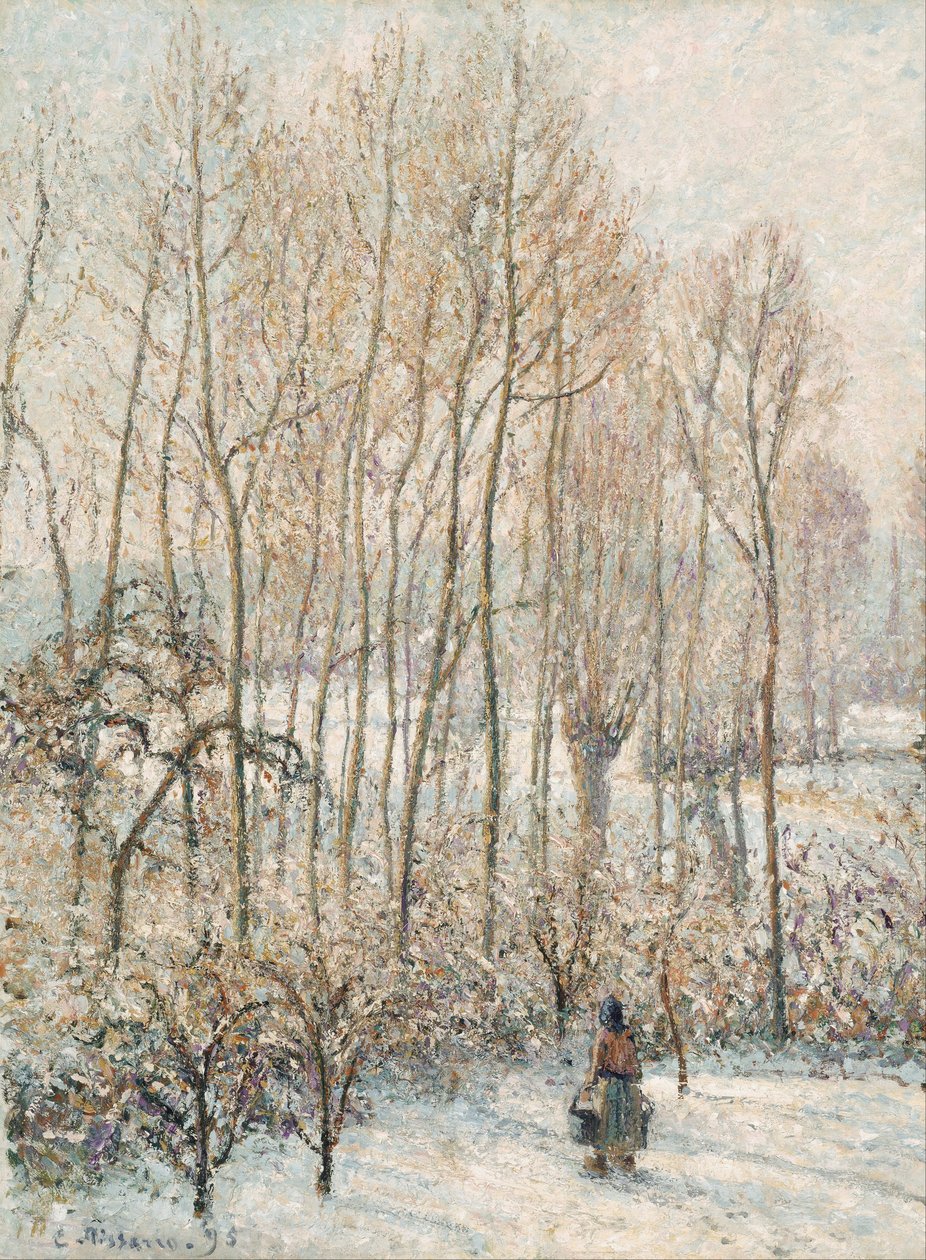 Morgensonnenlicht auf dem Schnee, Eragny-sur-Epte von Camille Jacob Pissarro