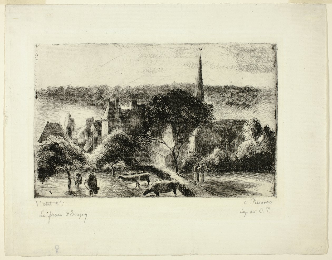 Kirche und Bauernhof in Éragny von Camille Pissarro