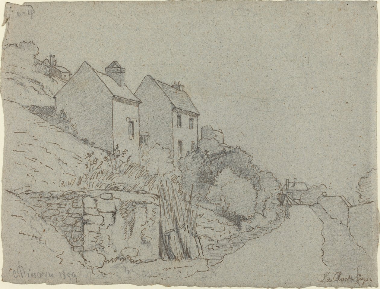 Häuser an einer Straße von Camille Pissarro