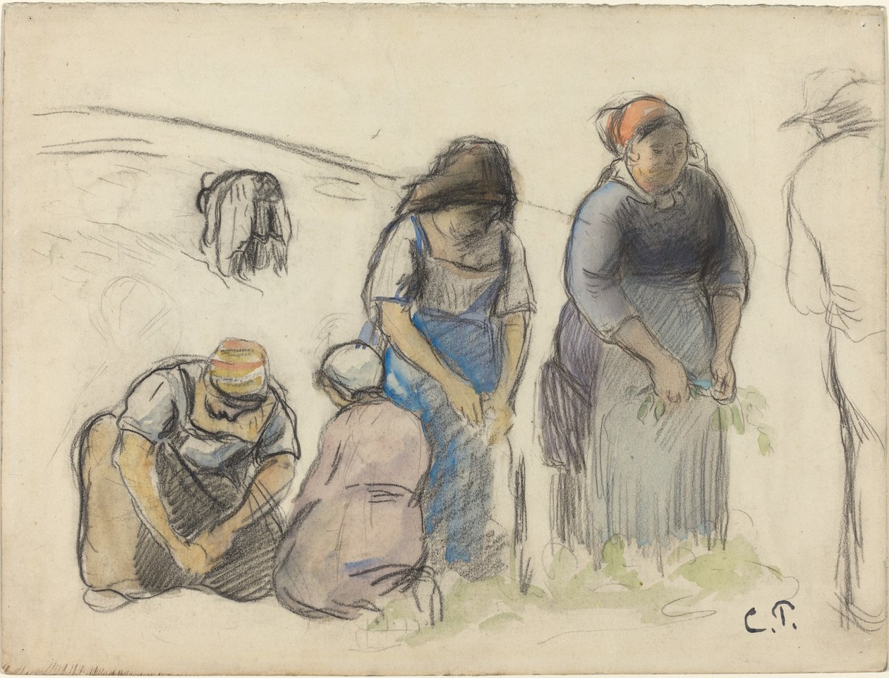Erbsenernte [recto], ca. 1880 von Camille Pissarro