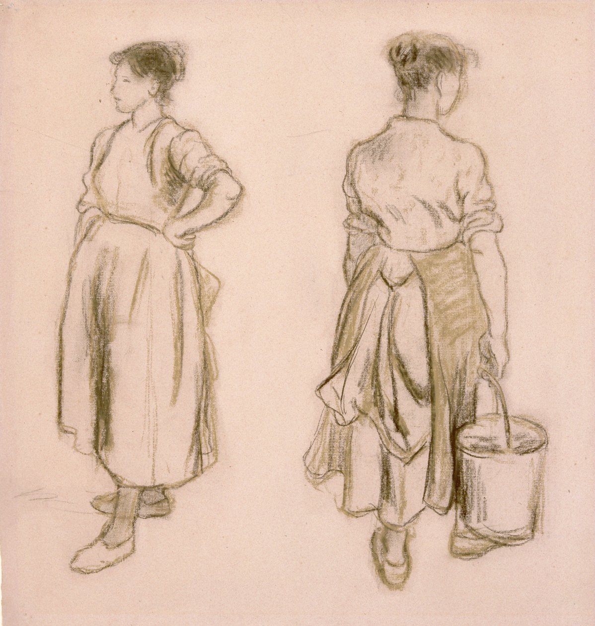 Zwei Studien eines Mädchens von Camille Pissarro