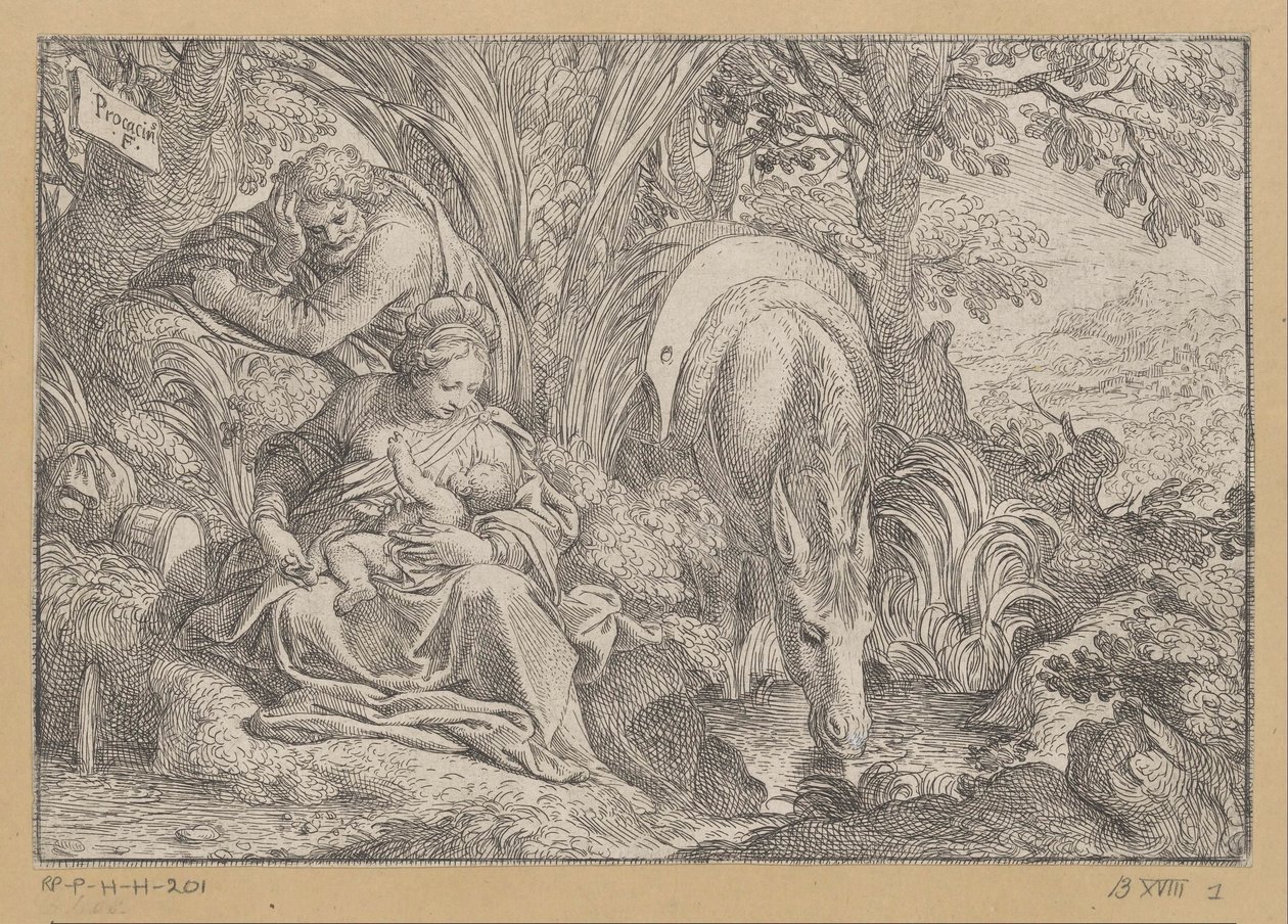 Ruhe auf der Flucht nach Ägypten von Camillo Procaccini