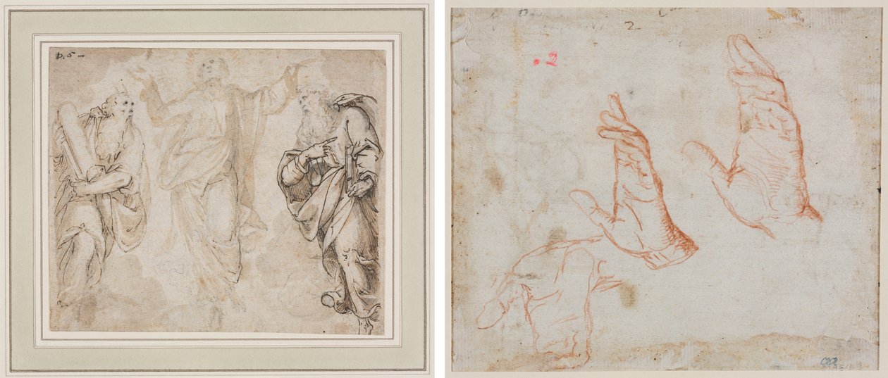 Die Verklärung (recto); Handstudie (verso) von Camillo Procaccini