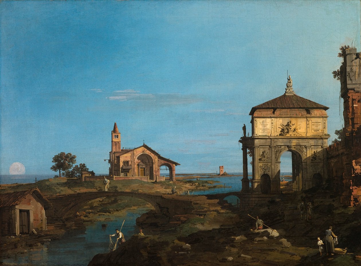 Eine Insel in der Lagune mit einem Tor von Canaletto