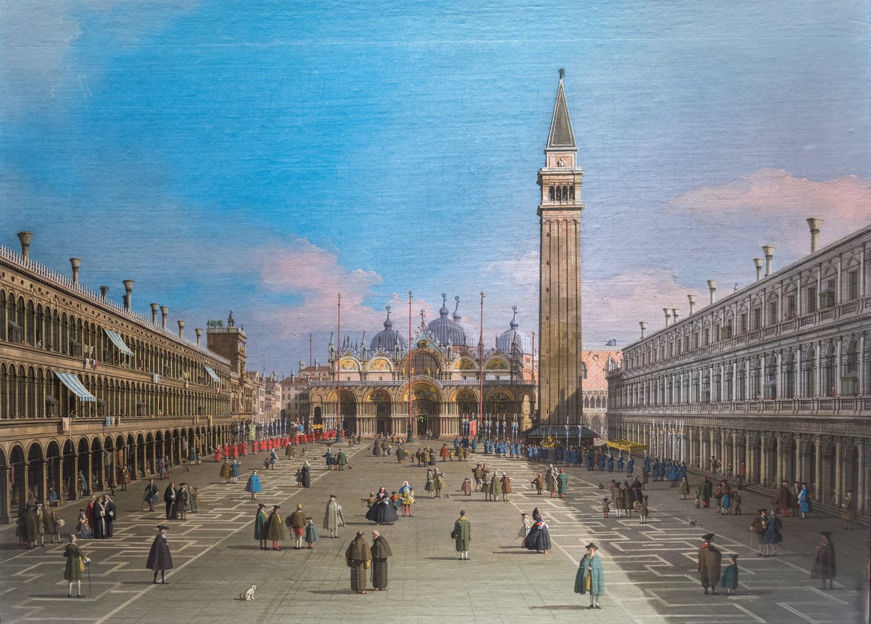 Markusplatz mit der Basilika, Venedig von Canaletto