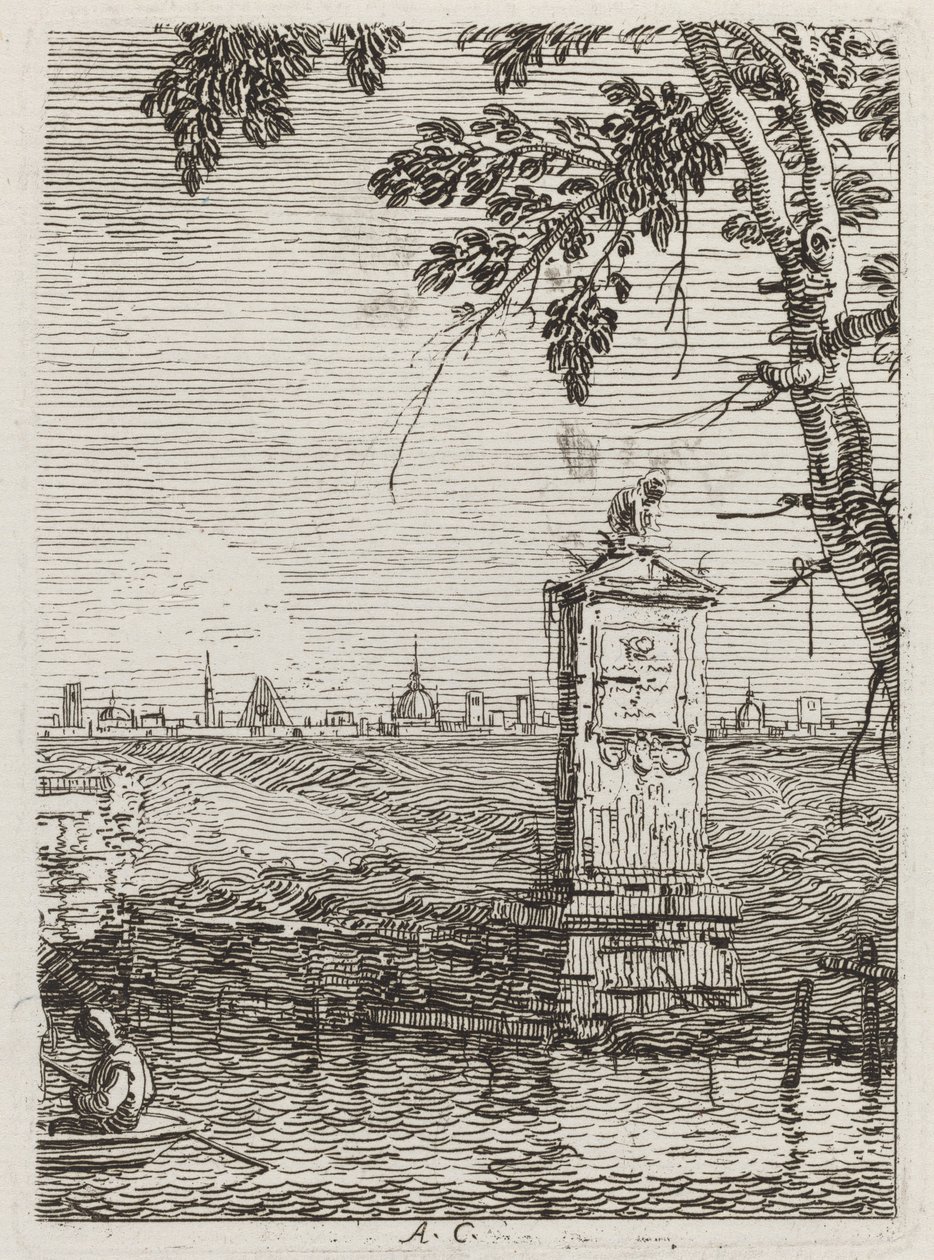 Das kleine Denkmal [links] von Canaletto