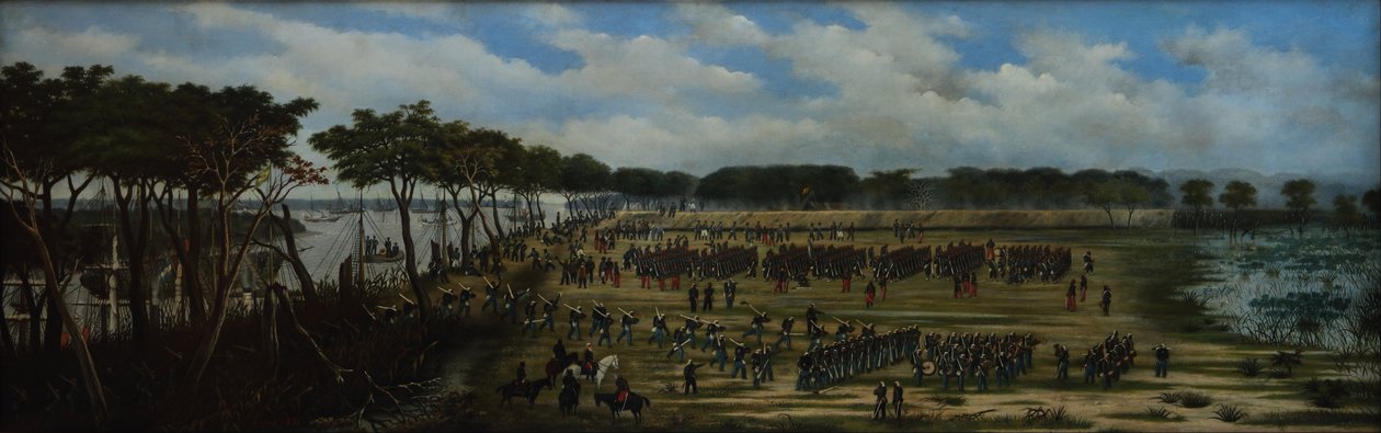 Landung der argentinischen Armee vor den Schützengräben von Curuzu von Candido Lopez