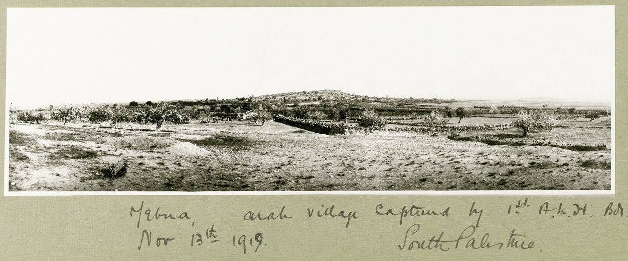 Yebna, arabisches Dorf, erobert von der 1. A.L.H. Brigade am 13. November 1917 von Capt. Arthur Rhodes