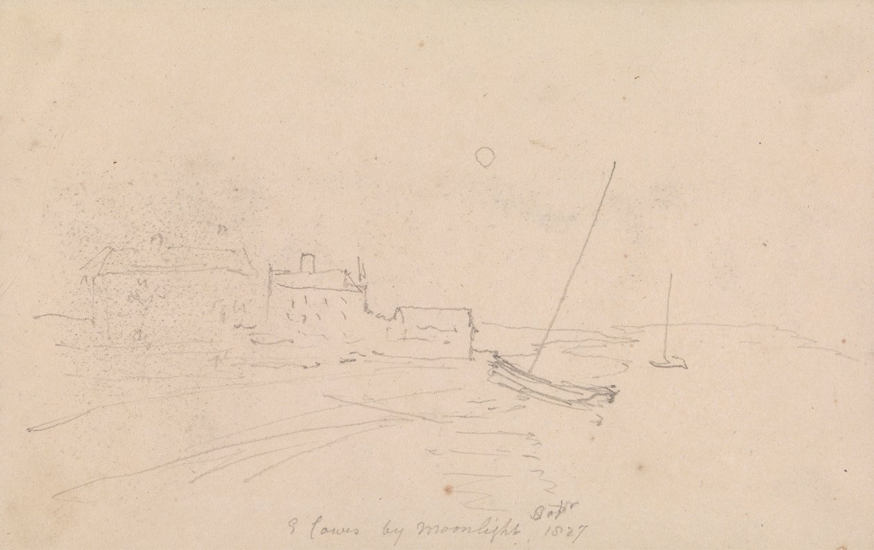 East Cowes bei Mondschein, September 1827 von Capt. Thomas Hastings