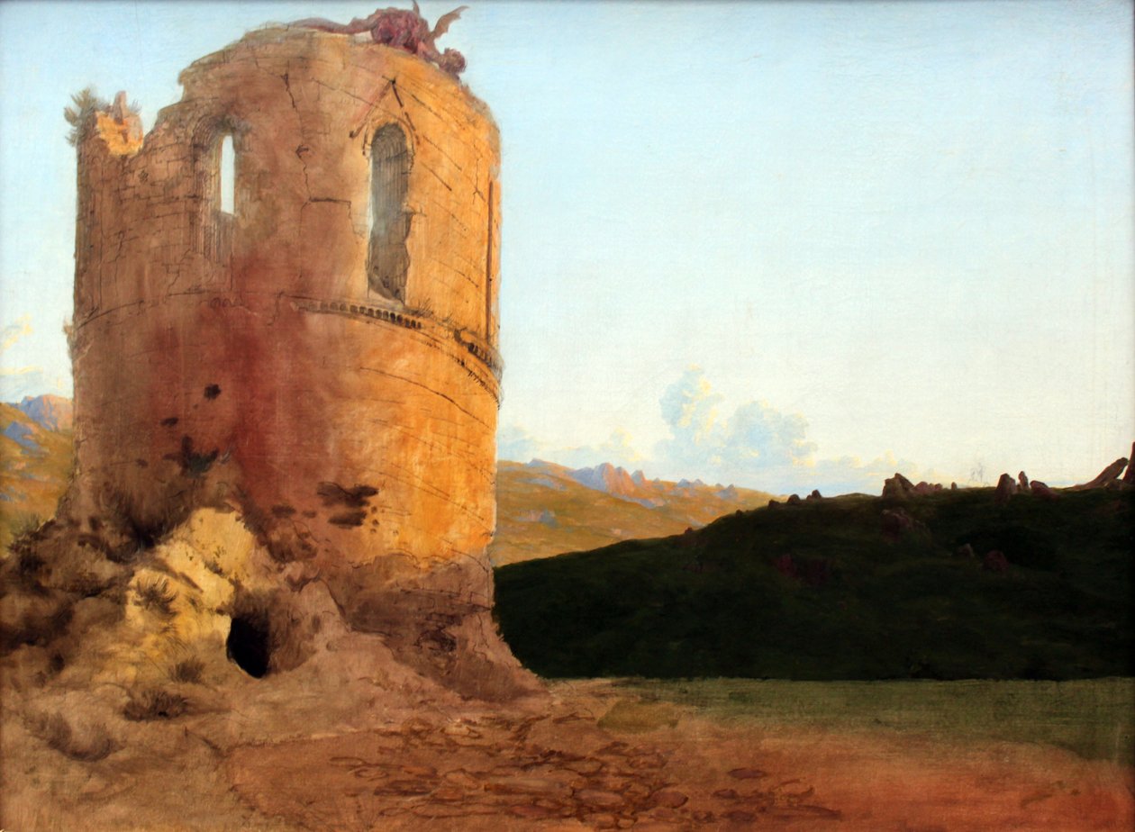 Turmruinen mit Drache von Carl Blechen