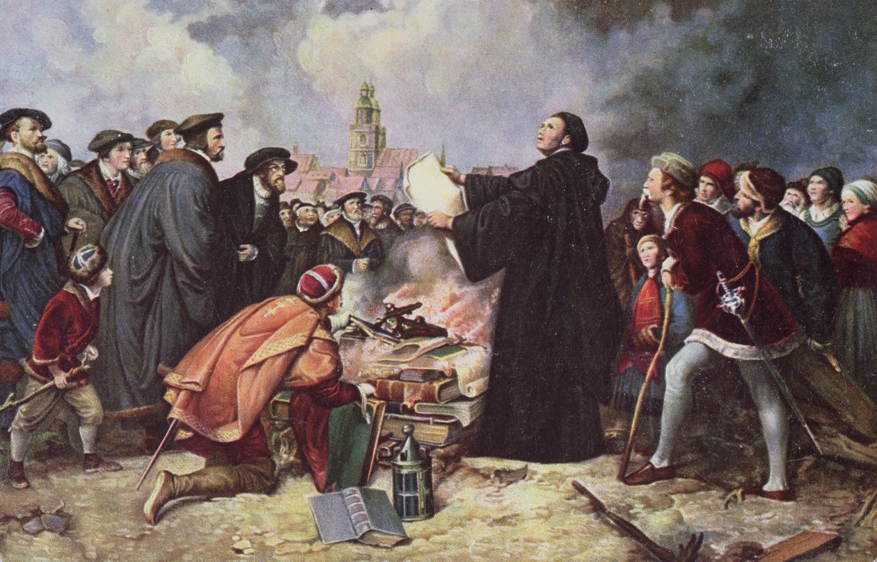 Martin Luther verbrennt die päpstliche Bulle von Carl Friedrich Lessing