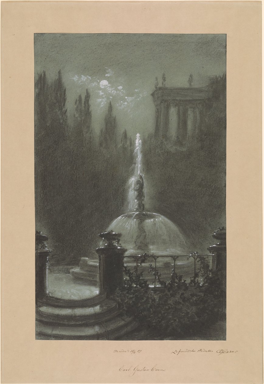 Ein Brunnen im Mondlicht von Carl Gustav Carus