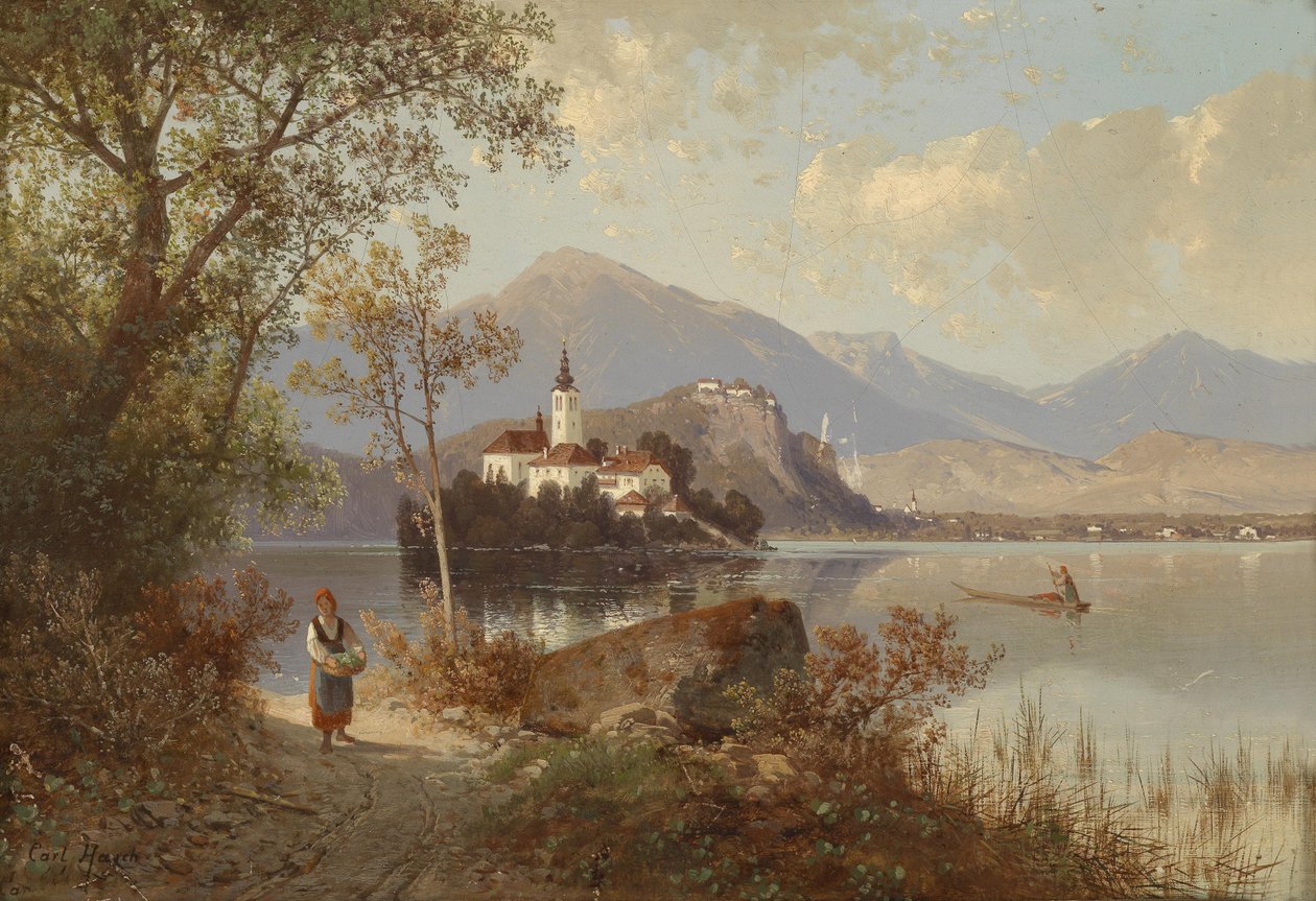 Blick auf den Bleder See von Carl Hasch