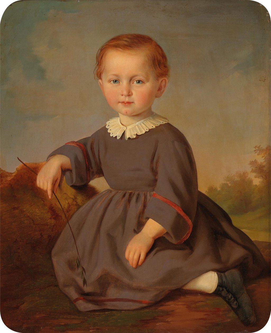 Porträt eines Kindes in einer Landschaft von Carl Teibler