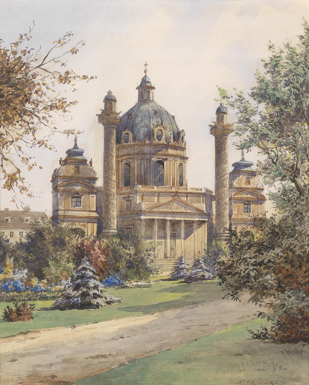 Die Karlskirche in Wien von Carl Wenzel Zajicek