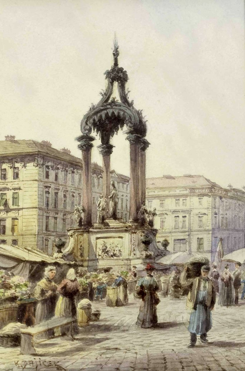Reges Treiben am Hohen Markt in Wien von Carl Wenzel Zajicek