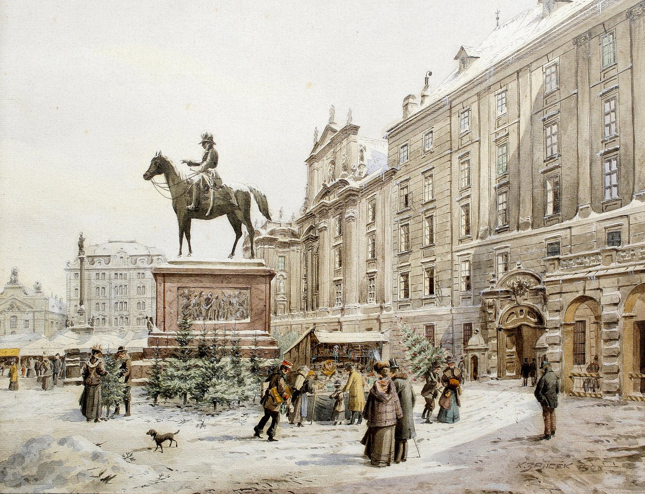 Ein Weihnachtsmarkt in Am Hof, Wien von Carl Wenzel Zajicek